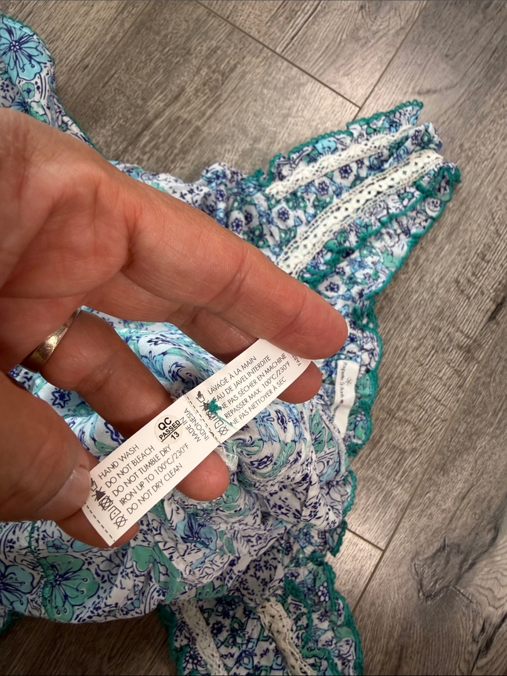 Poupette St. Barth Blue & Green Floral Smocked Mini Dress - Picture 10 of 11
